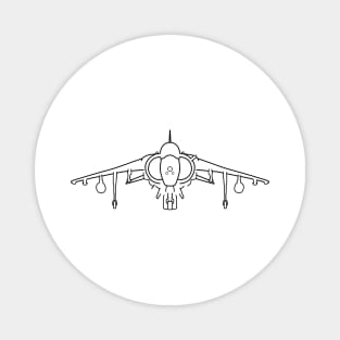 Hawker Harrier jump jet fighter aircraft outline graphic (black) Magnet